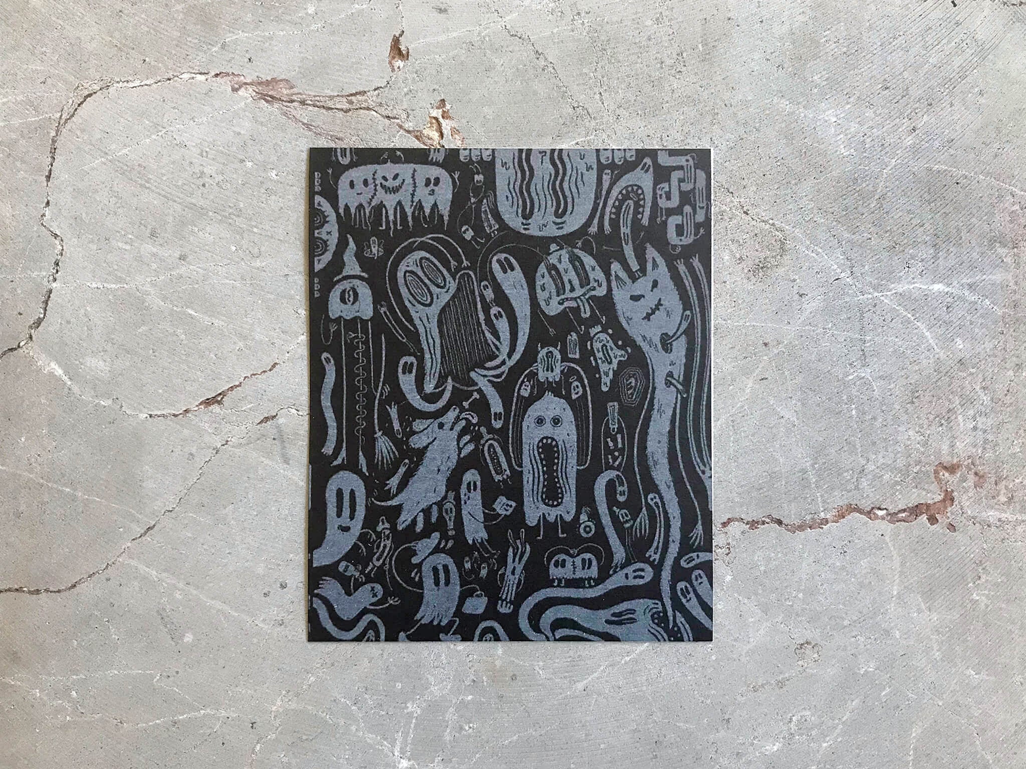 Mostly Ghostly Mini Risograph Print – Inky Black & Ghostly White